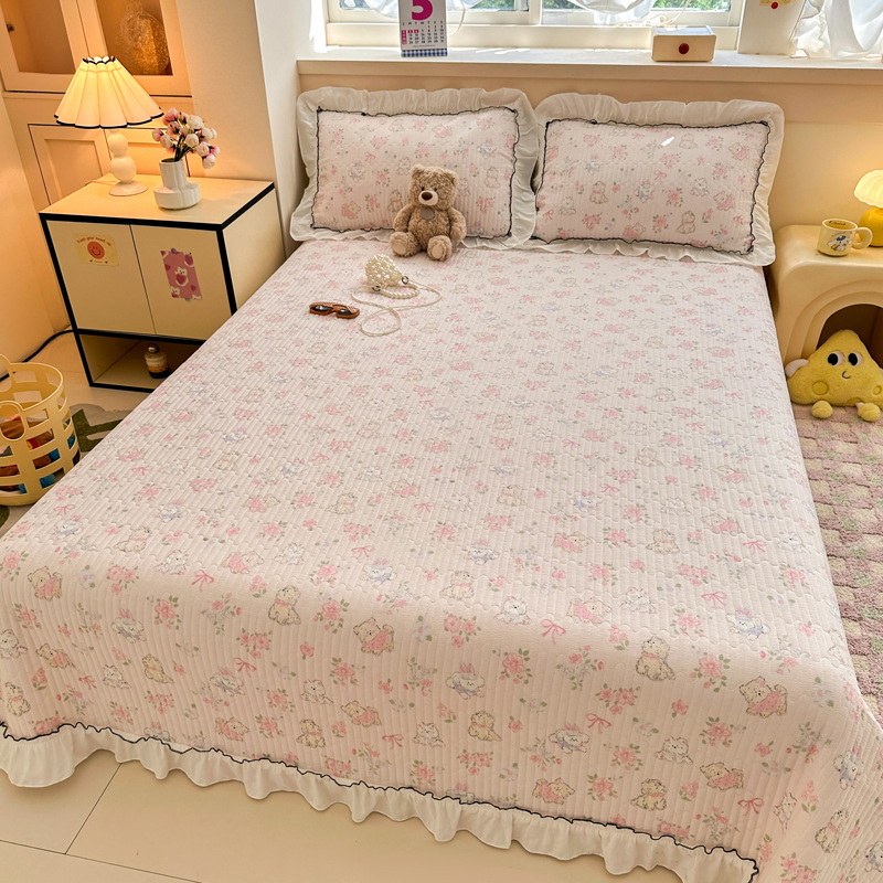 Dvostrano pamukasta pokrivač za krevet s cvjetnim uzorkom, sve sezone, tatami stil, 3-djelni set