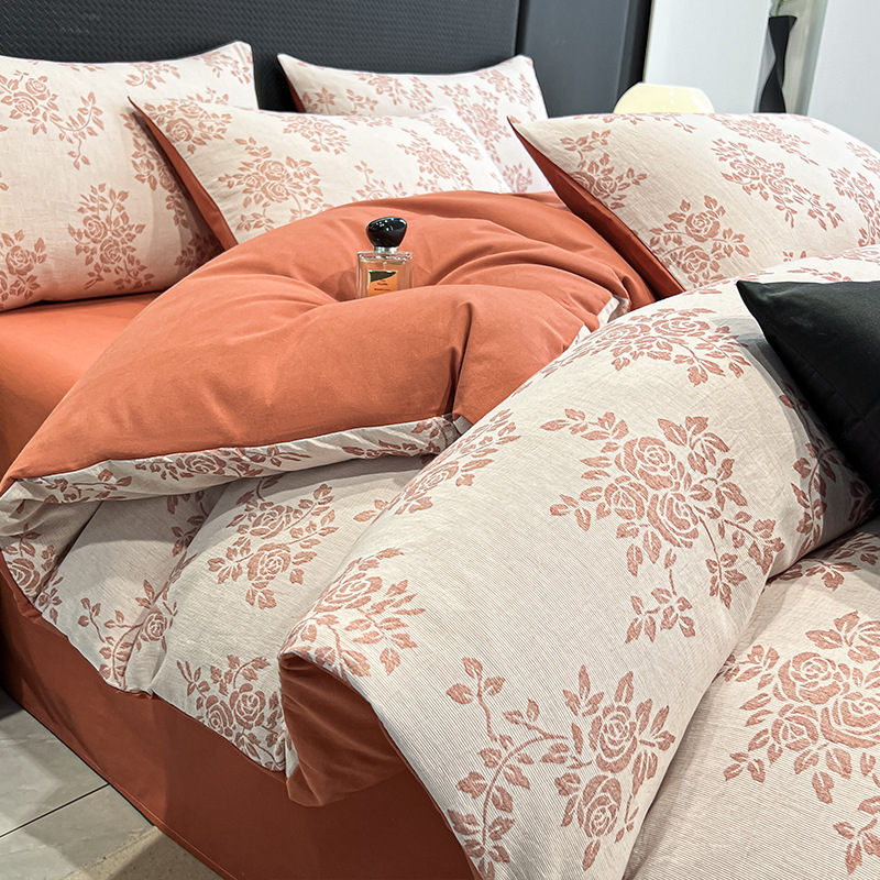 Paplanhuzat 100% pamutból, jacquard szövés, reaktív nyomással, növény- és virág mintázat, szövetsűrűség 133x72