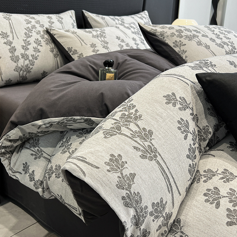 Paplanhuzat 100% pamutból, jacquard szövés, reaktív nyomással, növény- és virág mintázat, szövetsűrűség 133x72