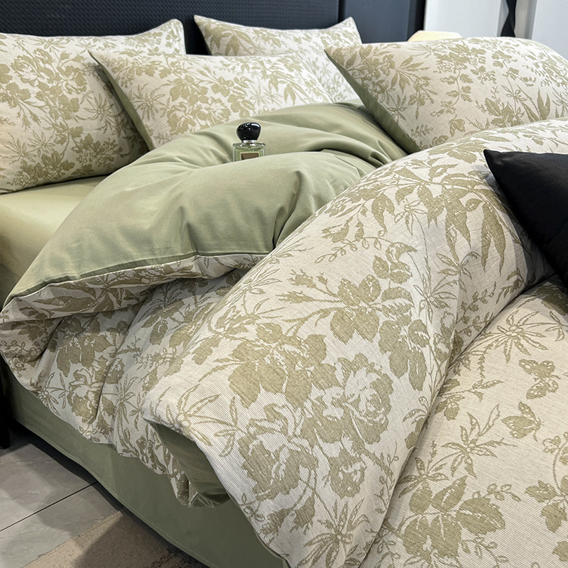 Paplanhuzat 100% pamutból, jacquard szövés, reaktív nyomással, növény- és virág mintázat, szövetsűrűség 133x72