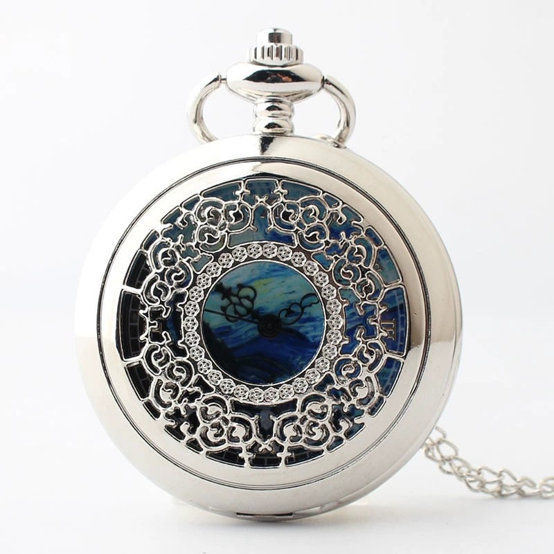 Van Gogh stiilis taskukell — minimalistlik antiikdisain, kvartsliikumine; segukorpus; ümmargune dial; akrüülpeegel; spiraalkroon