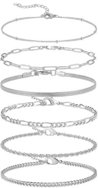 Sedmeročlani set ankleta od legure, s beads snake-chain i kubanskim lancem, prilagodljiv, ženski stil