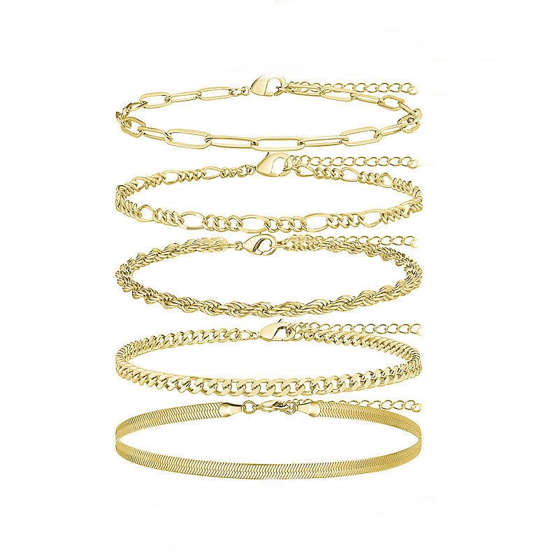 Sedmeročlani set ankleta od legure, s beads snake-chain i kubanskim lancem, prilagodljiv, ženski stil