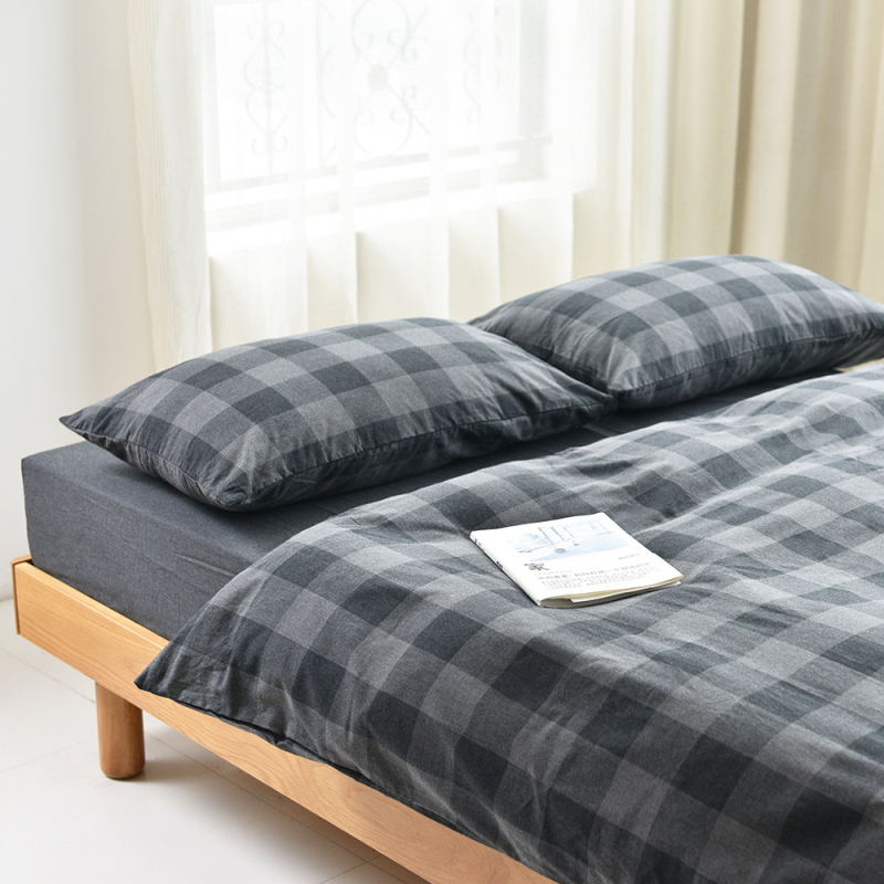 Nothing pamuk flanel posteljni set od četiri dijela, bojane pređom geometrijski uzorak, 100% pamuk, japanski stil