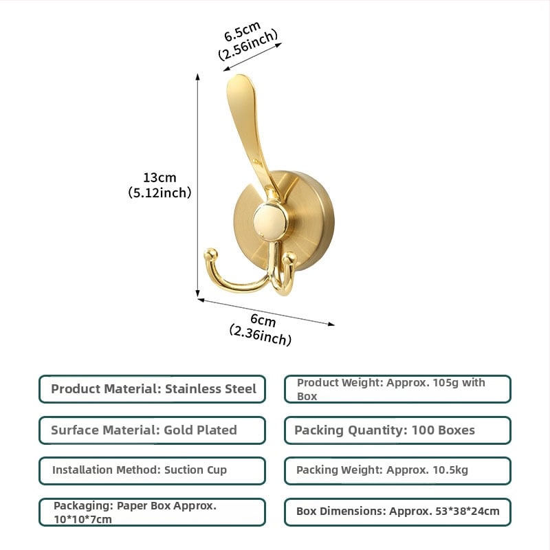 Nerūsējošā tērauda vakuuma piesūcekļa āķis sienai, dvieļiem un apģērbam, viens āķis, mūsdienīgs minimālisms, slodze 3-5 kg