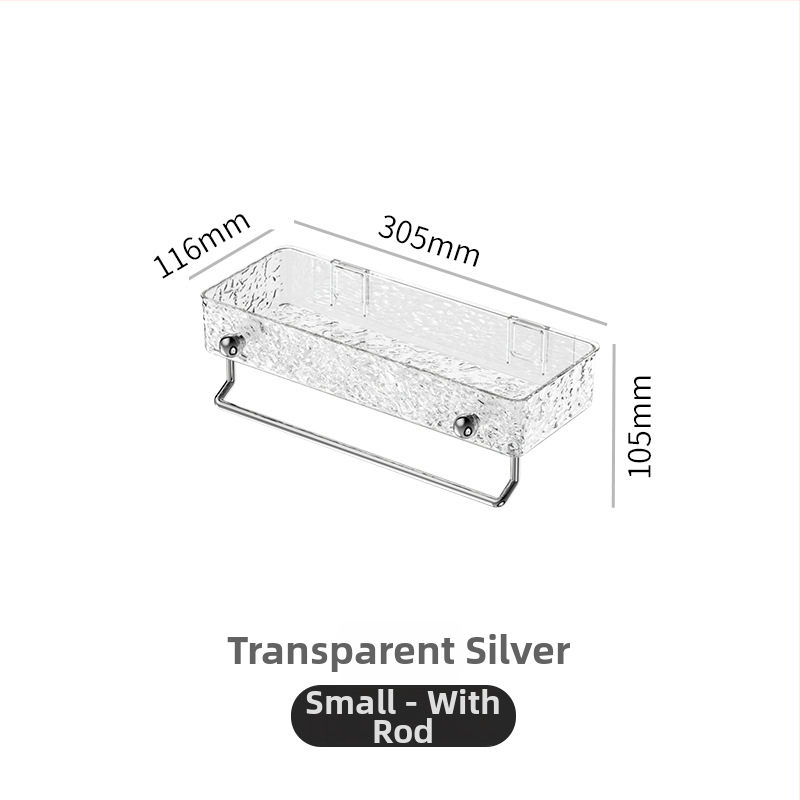 Vannas istabas sienas uzglabāšanas plaukts — bez urbšanas, plastmasas kosmētikas un dvieļu organizētājs