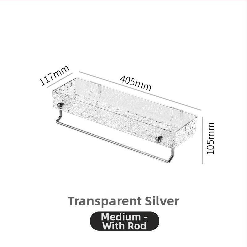 Vannas istabas sienas uzglabāšanas plaukts — bez urbšanas, plastmasas kosmētikas un dvieļu organizētājs