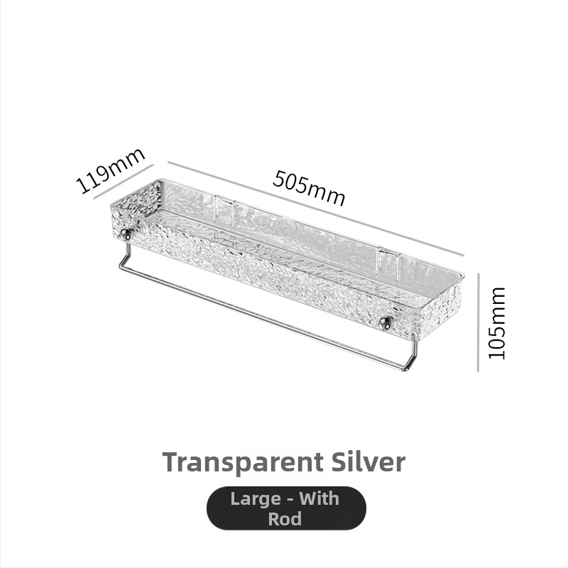 Vannas istabas sienas uzglabāšanas plaukts — bez urbšanas, plastmasas kosmētikas un dvieļu organizētājs