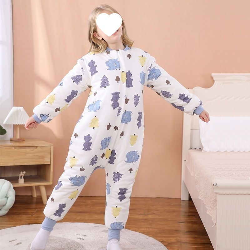 Dječje debele jesensko-zimske pidžame s integriranim spavaćim vrećom, kašmir punilo, unisex, veličine 3–12 godina
