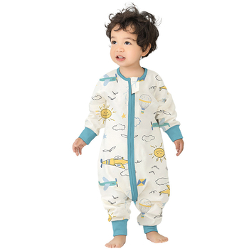 Dječji spavaći vak od čiste pamuka (≥95%), jednodjelni sloj, s podijeljenim nogama, s odvojivim rukavima, s karikaturalnim uzorkom, za djecu od 0 do 6 godina.
