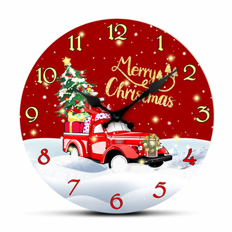Kalėdiniai sieniniai laikrodžiai su karikatūriniu dizainu, apvalus cifernikas, kvarcinis mechanizmas, baterijomis maitinamas, Jiali 365, ciferniko medžiaga: tanki plokštė, 5 mm storis