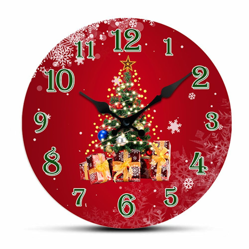 Kalėdiniai sieniniai laikrodžiai su karikatūriniu dizainu, apvalus cifernikas, kvarcinis mechanizmas, baterijomis maitinamas, Jiali 365, ciferniko medžiaga: tanki plokštė, 5 mm storis