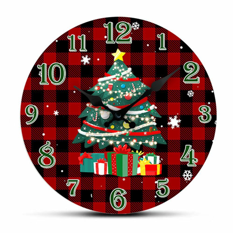 Kalėdiniai sieniniai laikrodžiai su karikatūriniu dizainu, apvalus cifernikas, kvarcinis mechanizmas, baterijomis maitinamas, Jiali 365, ciferniko medžiaga: tanki plokštė, 5 mm storis
