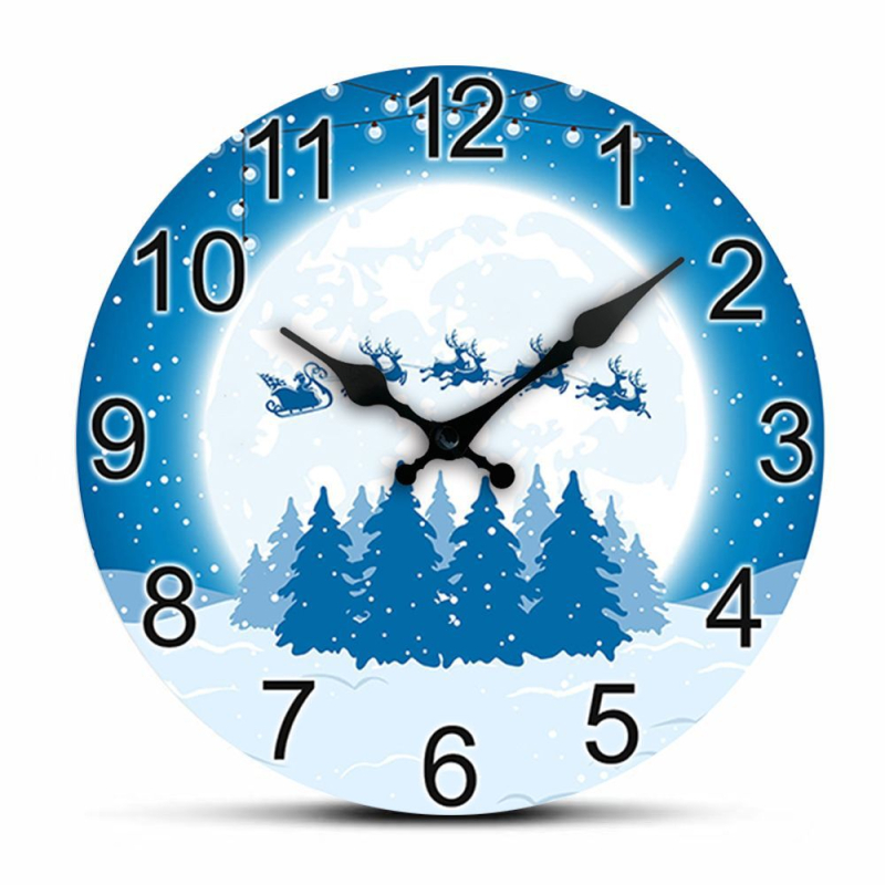 Kalėdiniai sieniniai laikrodžiai su karikatūriniu dizainu, apvalus cifernikas, kvarcinis mechanizmas, baterijomis maitinamas, Jiali 365, ciferniko medžiaga: tanki plokštė, 5 mm storis
