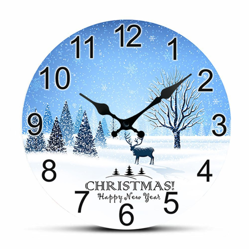Kalėdiniai sieniniai laikrodžiai su karikatūriniu dizainu, apvalus cifernikas, kvarcinis mechanizmas, baterijomis maitinamas, Jiali 365, ciferniko medžiaga: tanki plokštė, 5 mm storis