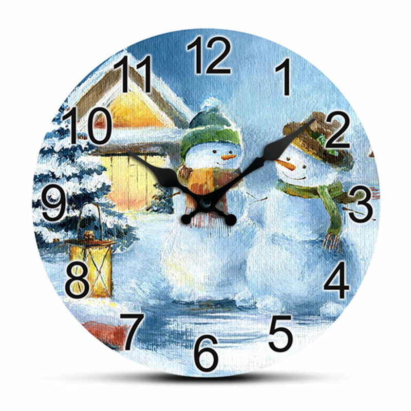 Kalėdiniai sieniniai laikrodžiai su karikatūriniu dizainu, apvalus cifernikas, kvarcinis mechanizmas, baterijomis maitinamas, Jiali 365, ciferniko medžiaga: tanki plokštė, 5 mm storis