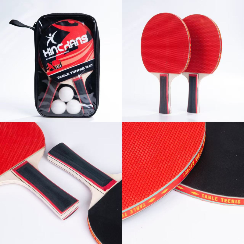Kaks pingpongi raketi komplekti shakehand käepidemega, kõrge elastsus, poplar leht, positiivse liimiga kumm, kaasas kate ja 3 palli