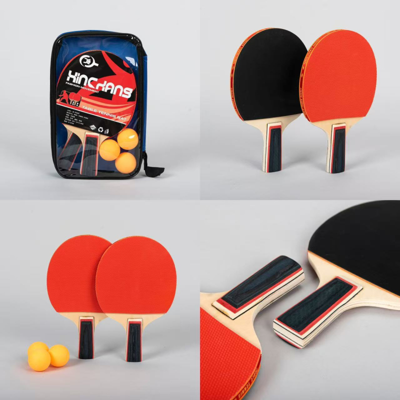 Kaks pingpongi raketi komplekti shakehand käepidemega, kõrge elastsus, poplar leht, positiivse liimiga kumm, kaasas kate ja 3 palli