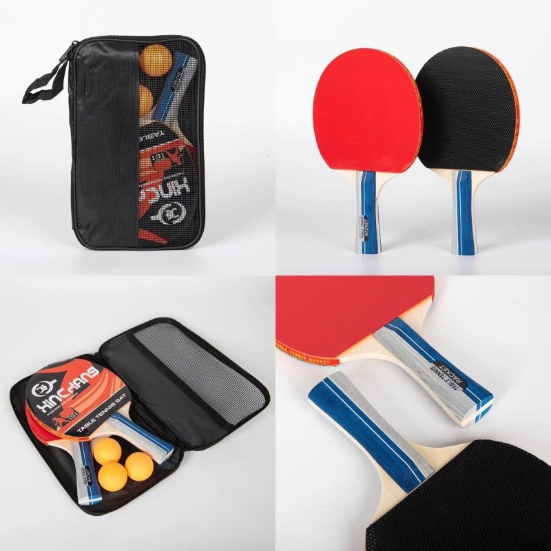 Kaks pingpongi raketi komplekti shakehand käepidemega, kõrge elastsus, poplar leht, positiivse liimiga kumm, kaasas kate ja 3 palli