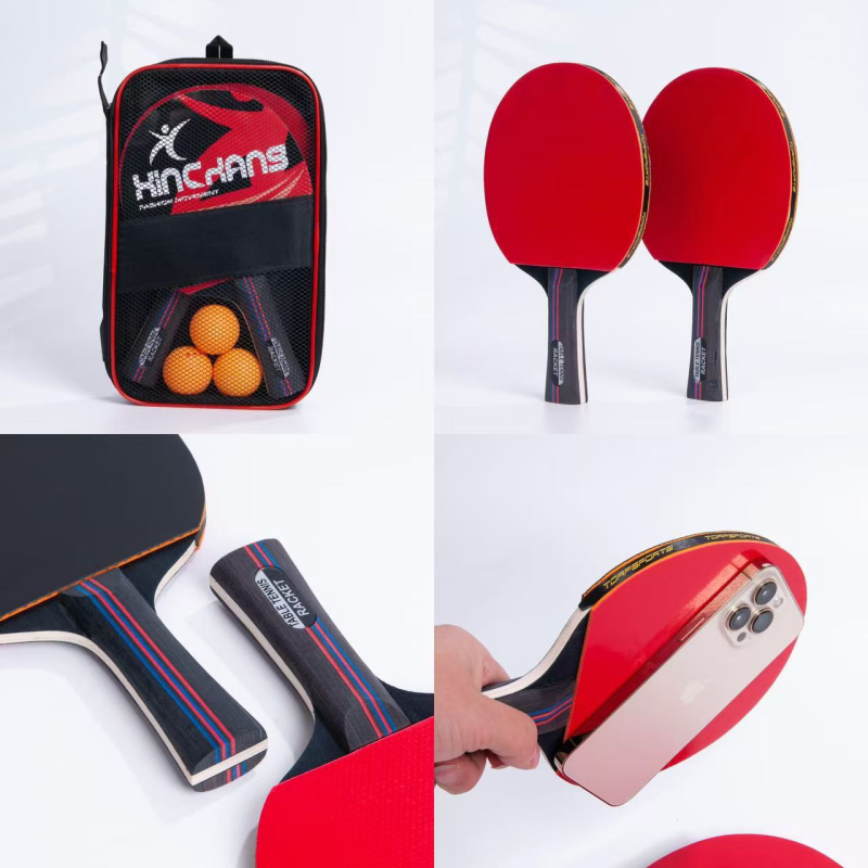 Kaks pingpongi raketi komplekti shakehand käepidemega, kõrge elastsus, poplar leht, positiivse liimiga kumm, kaasas kate ja 3 palli