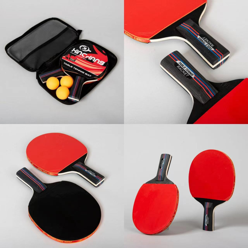 Kaks pingpongi raketi komplekti shakehand käepidemega, kõrge elastsus, poplar leht, positiivse liimiga kumm, kaasas kate ja 3 palli