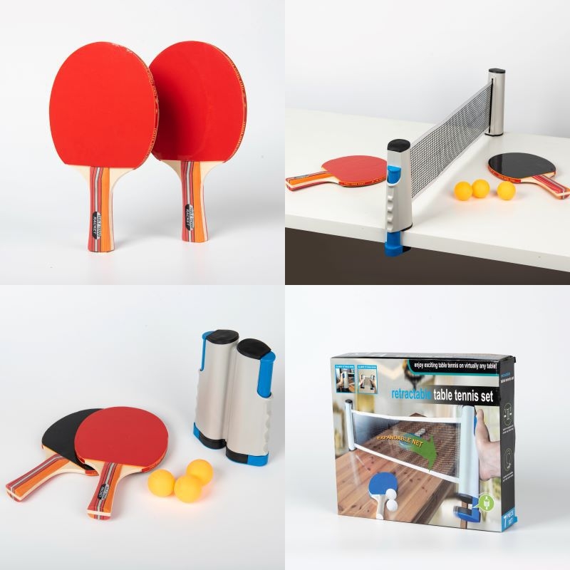 Kaks pingpongi raketi komplekti shakehand käepidemega, kõrge elastsus, poplar leht, positiivse liimiga kumm, kaasas kate ja 3 palli