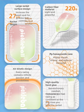 Reket pickleballa od karbonskih vlakana, kompletan set, Kaiyi, za odrasle i djecu, 220 g