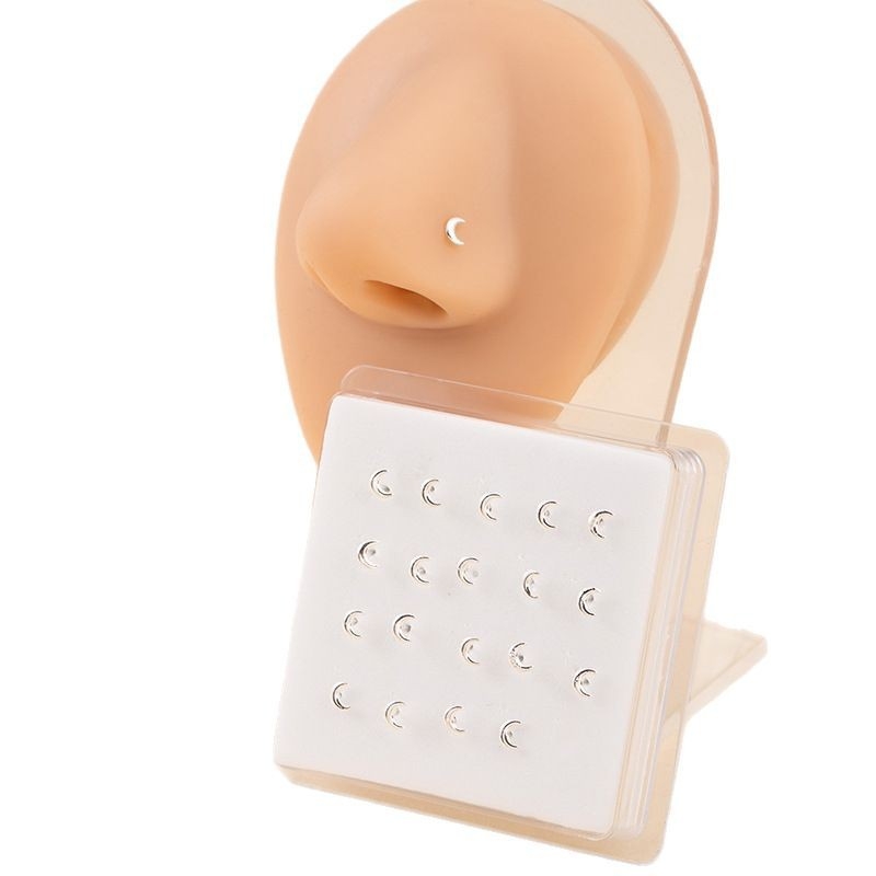 Straight-in nosni piercing — bakar 18K čistoća, Ab zircon kristal, Zirkonija obrada, cvjetni oblik