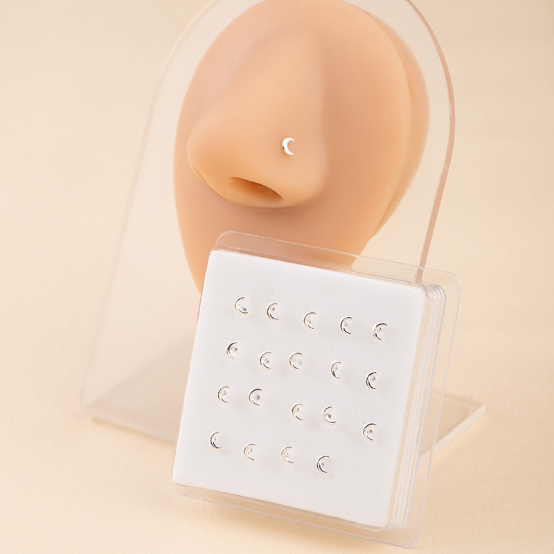 Straight-in nosni piercing — bakar 18K čistoća, Ab zircon kristal, Zirkonija obrada, cvjetni oblik