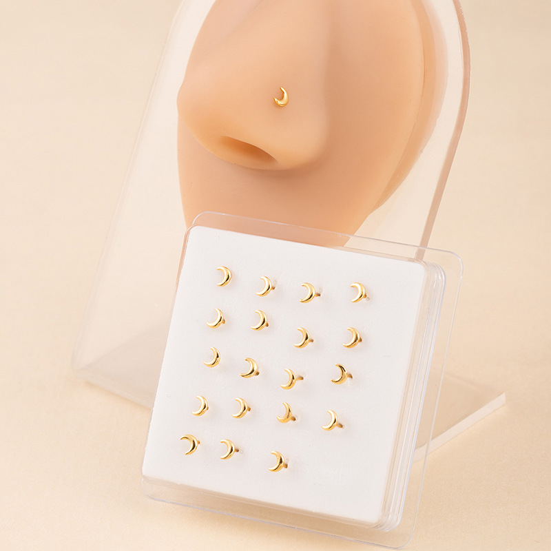 Straight-in nosni piercing — bakar 18K čistoća, Ab zircon kristal, Zirkonija obrada, cvjetni oblik