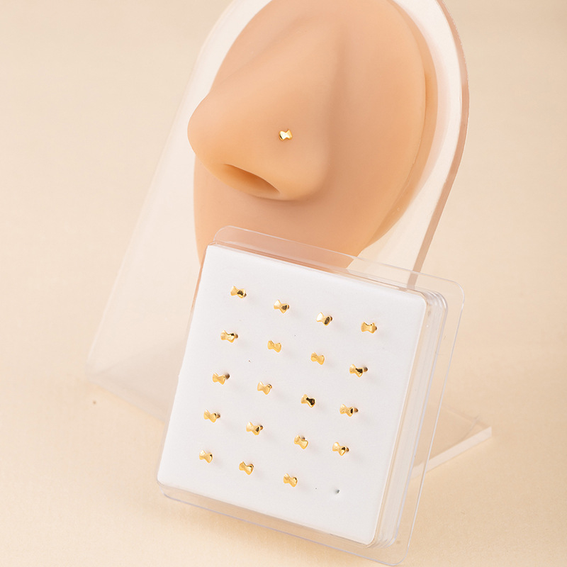 Straight-in nosni piercing — bakar 18K čistoća, Ab zircon kristal, Zirkonija obrada, cvjetni oblik