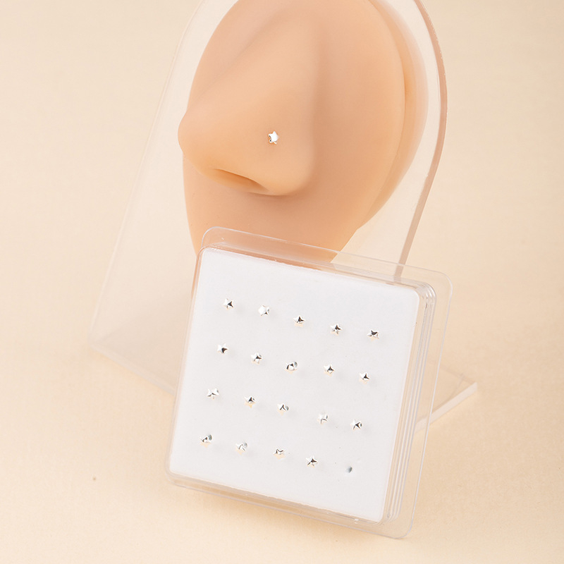 Straight-in nosni piercing — bakar 18K čistoća, Ab zircon kristal, Zirkonija obrada, cvjetni oblik