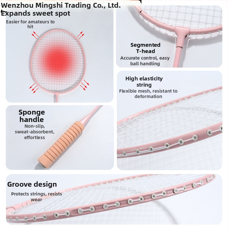 Xiaoduo badmintonireketite komplekt – raami raua sulam, neilonist nöörid, täiskasvanutele, unisex