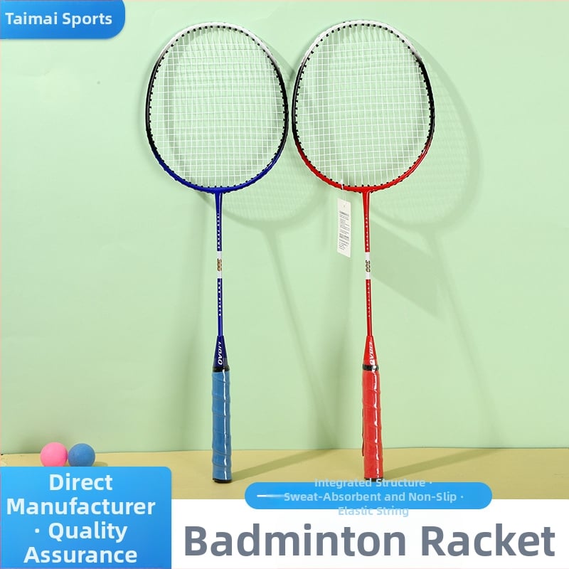 Leopard badmintonireket kotiga, raami koostis: raua sulam, kaal 95–100 g, otsene löök, polüestertugevõrk, käepideme paksus G5