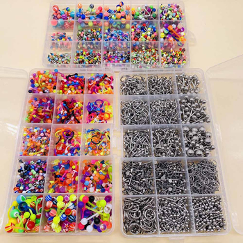 Комплект пирсинг бижута — неръждаема стомана, електроплакиране, U-образна форма; включва носна халка, носна шпилка, пирсинг за вежди, пъпна халка