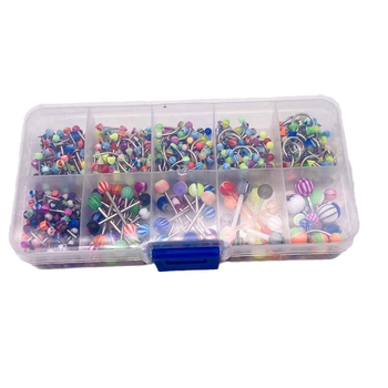 Комплект пирсинг бижута — неръждаема стомана, електроплакиране, U-образна форма; включва носна халка, носна шпилка, пирсинг за вежди, пъпна халка