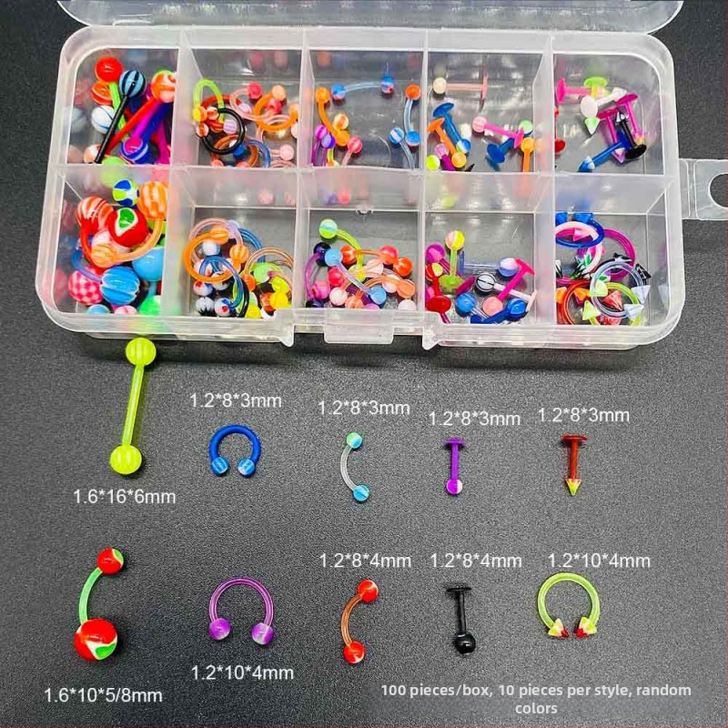 Set šperkov piercing — nehrdzavejúca oceľ, elektroplating, tvaru U, obsahuje nosný prsteň, nosový štift, obočný šperk, pupný prsteň