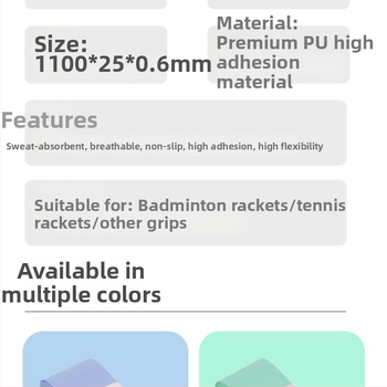 Pickleball grip lente, materiāls: zīda zieds, pretslīdība, sviedru uzsūkšana, lateksa rokturis