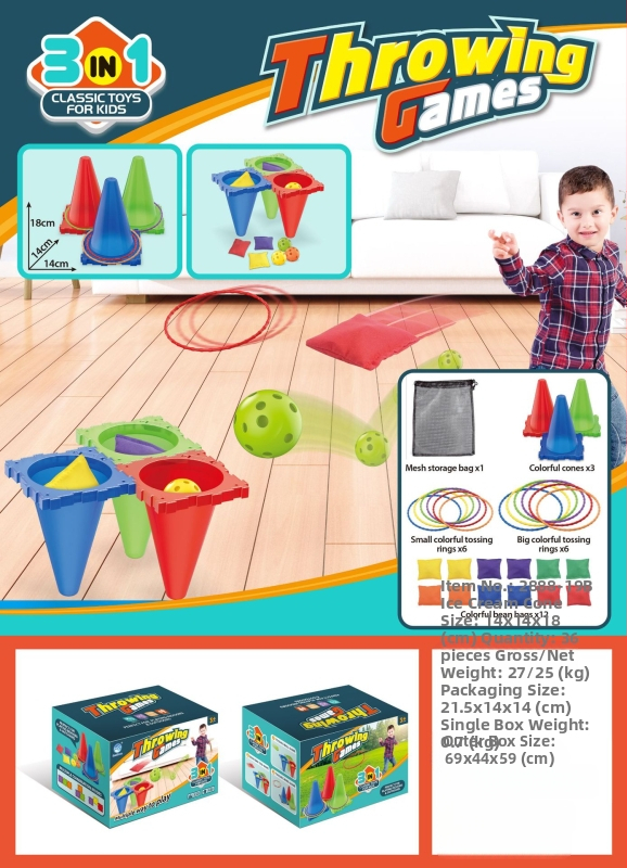 Plastikust jäätisekonuse kujuga viskerõngad sensorseks arendamiseks – helendav pimedas, kolm ühes, sobivad 4–6-aastastele (materjal: plastik; funktsioon: viskerõngad; vanus: 4–6; helendav; kolm ühes)