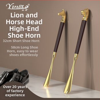 Prabangus medžio lydinio kulninis įrankis batims su liūto galva ir arklio galva, dvylikos Zodiako ženklų motyvas, 32 cm ilgio, modelis XB137, Yingte