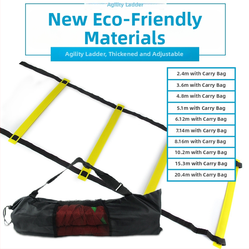 Mianda reguleeritav paksenenud agility redel jalgpalli treeninguteks – PP materjal, treeningu abivahend