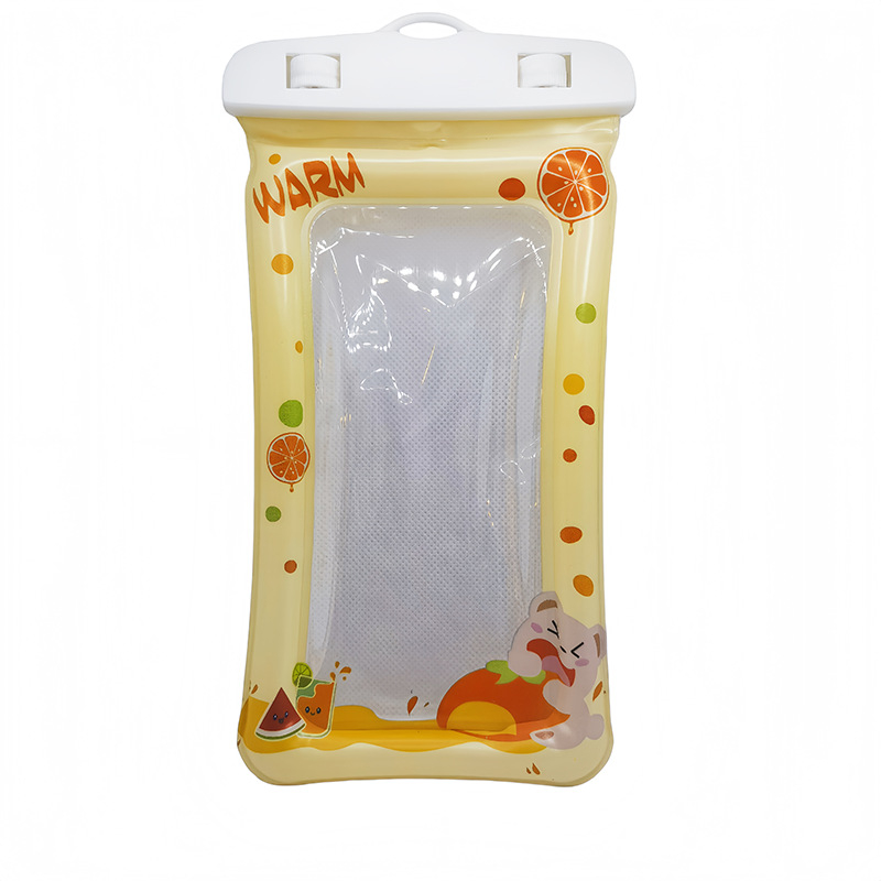 Karikatūras dizaina ūdensdroša telefona somiņa ar skārienjūtīgu ekrānu, PVC materiāls, trīslocījuma konstrukcija ar gaisa spilveniem, kakla siksna