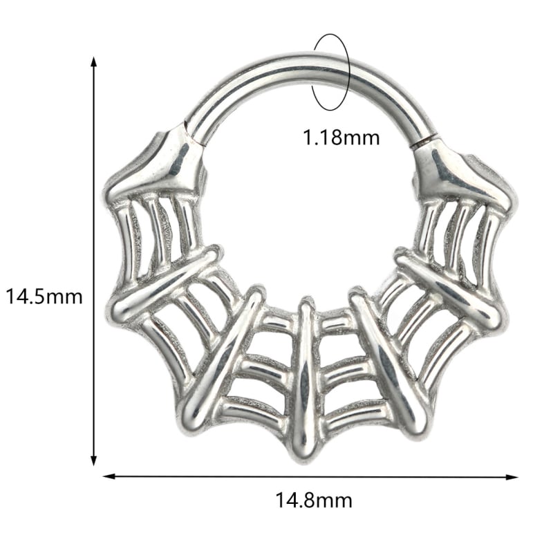 Nosni prsten od 316 nerđajućeg čelika s šarkom, motiv bodljivog konusnog cvijeta i mreže pauka, elektroplatirano, unisex