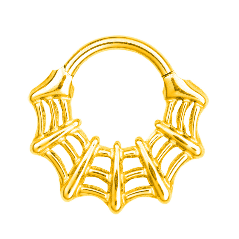 Nosni prsten od 316 nerđajućeg čelika s šarkom, motiv bodljivog konusnog cvijeta i mreže pauka, elektroplatirano, unisex