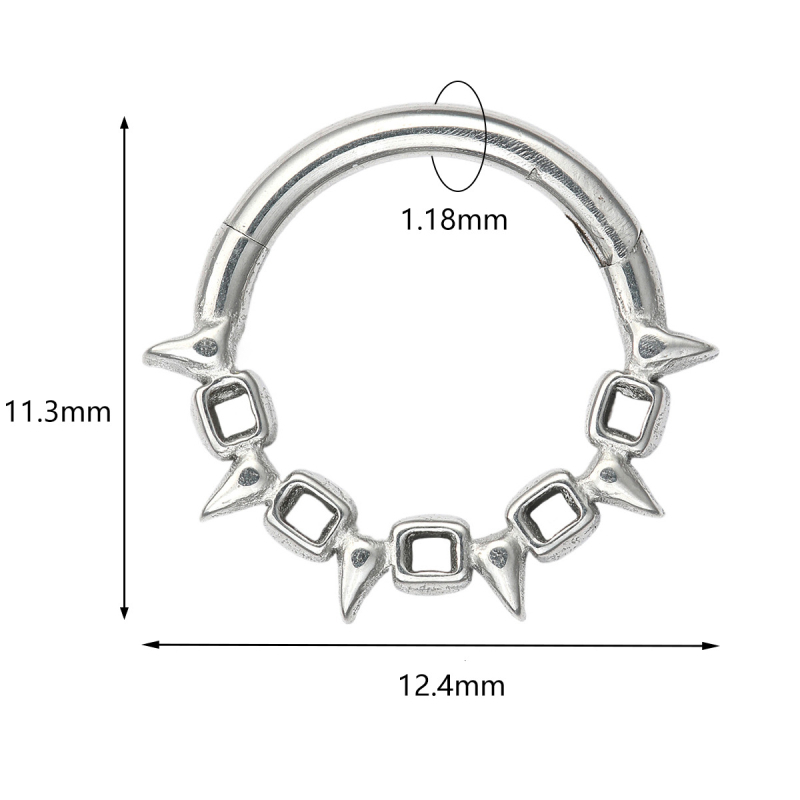 Nosni prsten od 316 nerđajućeg čelika s šarkom, motiv bodljivog konusnog cvijeta i mreže pauka, elektroplatirano, unisex