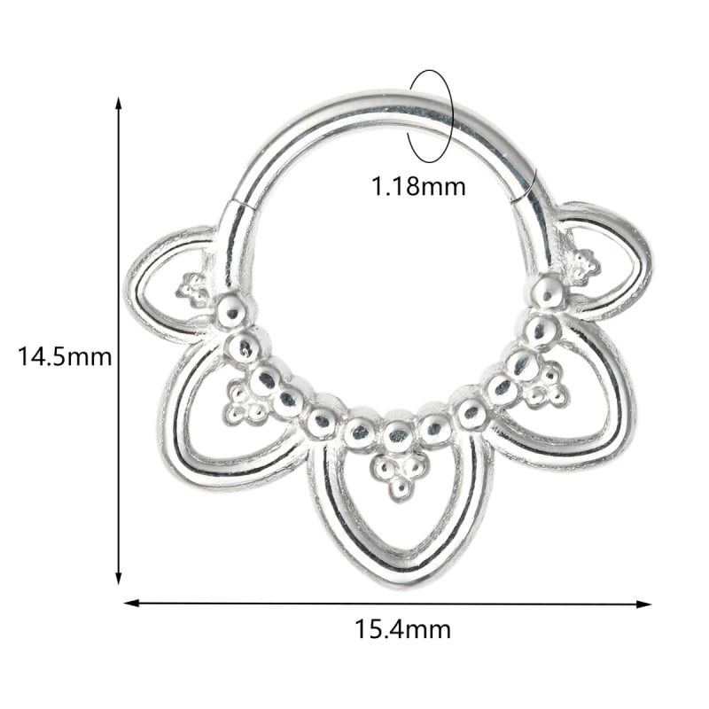 Nosni prsten od 316 nerđajućeg čelika s šarkom, motiv bodljivog konusnog cvijeta i mreže pauka, elektroplatirano, unisex