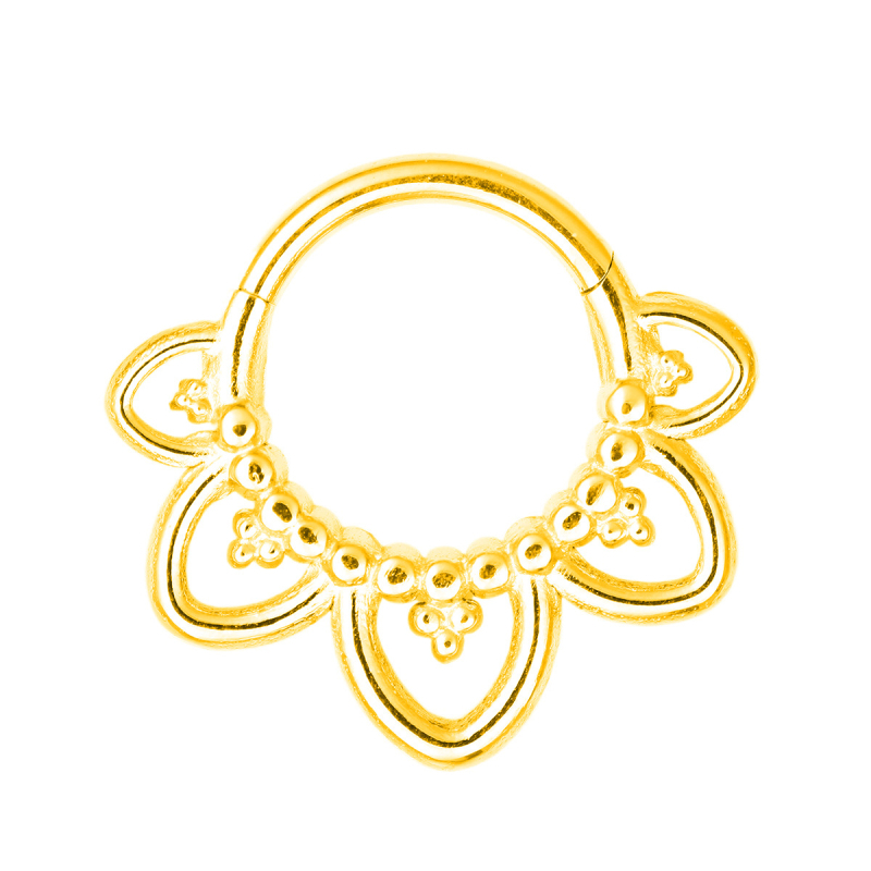 Nosni prsten od 316 nerđajućeg čelika s šarkom, motiv bodljivog konusnog cvijeta i mreže pauka, elektroplatirano, unisex