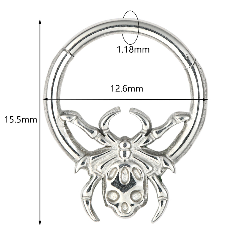 Nosni prsten od 316 nerđajućeg čelika s šarkom, motiv bodljivog konusnog cvijeta i mreže pauka, elektroplatirano, unisex