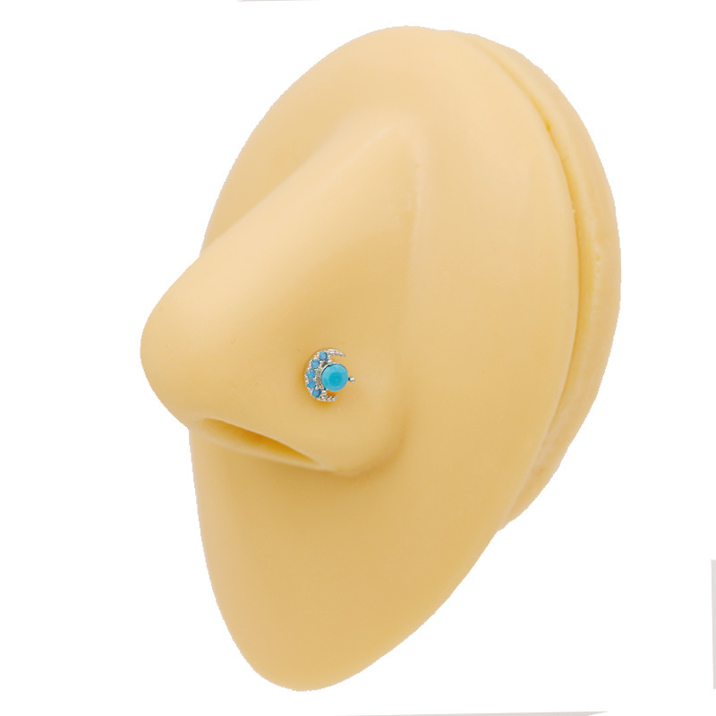 Nazalni prsten s privjeskom od cirkona u obliku srca i ametistnim kristalom — nehrđajući čelik, unisex, elektroplatirano