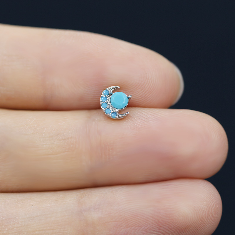 Nazalni prsten s privjeskom od cirkona u obliku srca i ametistnim kristalom — nehrđajući čelik, unisex, elektroplatirano